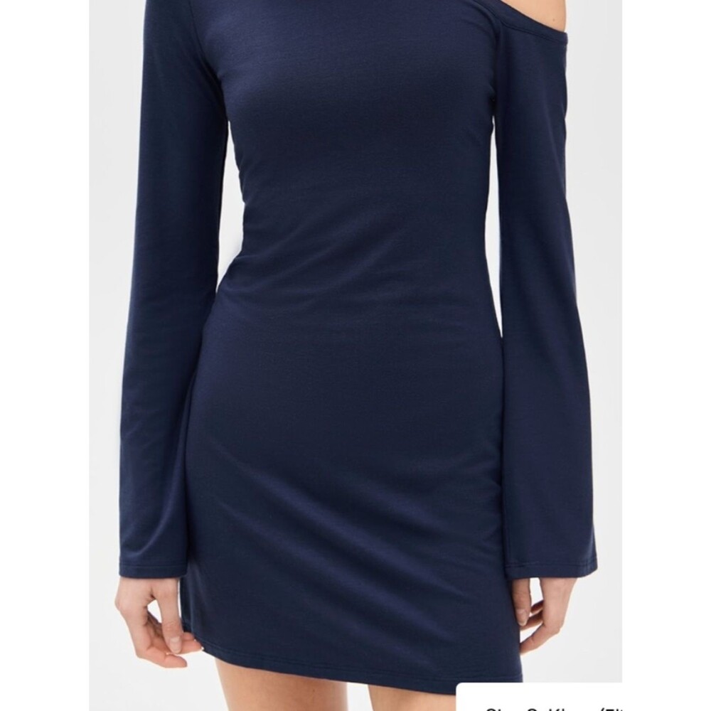 NWT Reformation Willow Knit Dress | Navy | Size XS | One-Shoulder